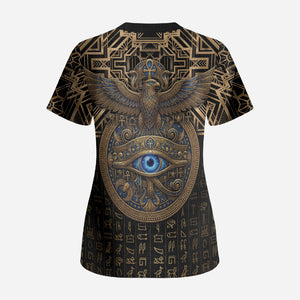Egypt Eye of Horus Scrub Top Hieroglyphics Patterns Retro Style