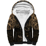 Egypt Eye of Horus Sherpa Hoodie Hieroglyphics Patterns Retro Style