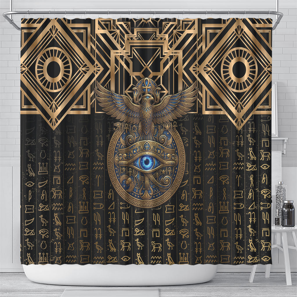 Egypt Eye of Horus Shower Curtain Hieroglyphics Patterns Retro Style