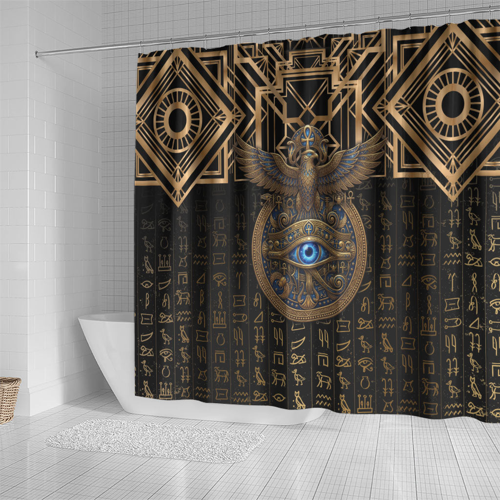 Egypt Eye of Horus Shower Curtain Hieroglyphics Patterns Retro Style