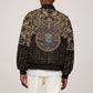 Egypt Eye of Horus Sleeve Zip Bomber Jacket Hieroglyphics Patterns Retro Style