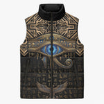 Egypt Eye of Horus Sleeveless Puffer Jacket Hieroglyphics Patterns Retro Style