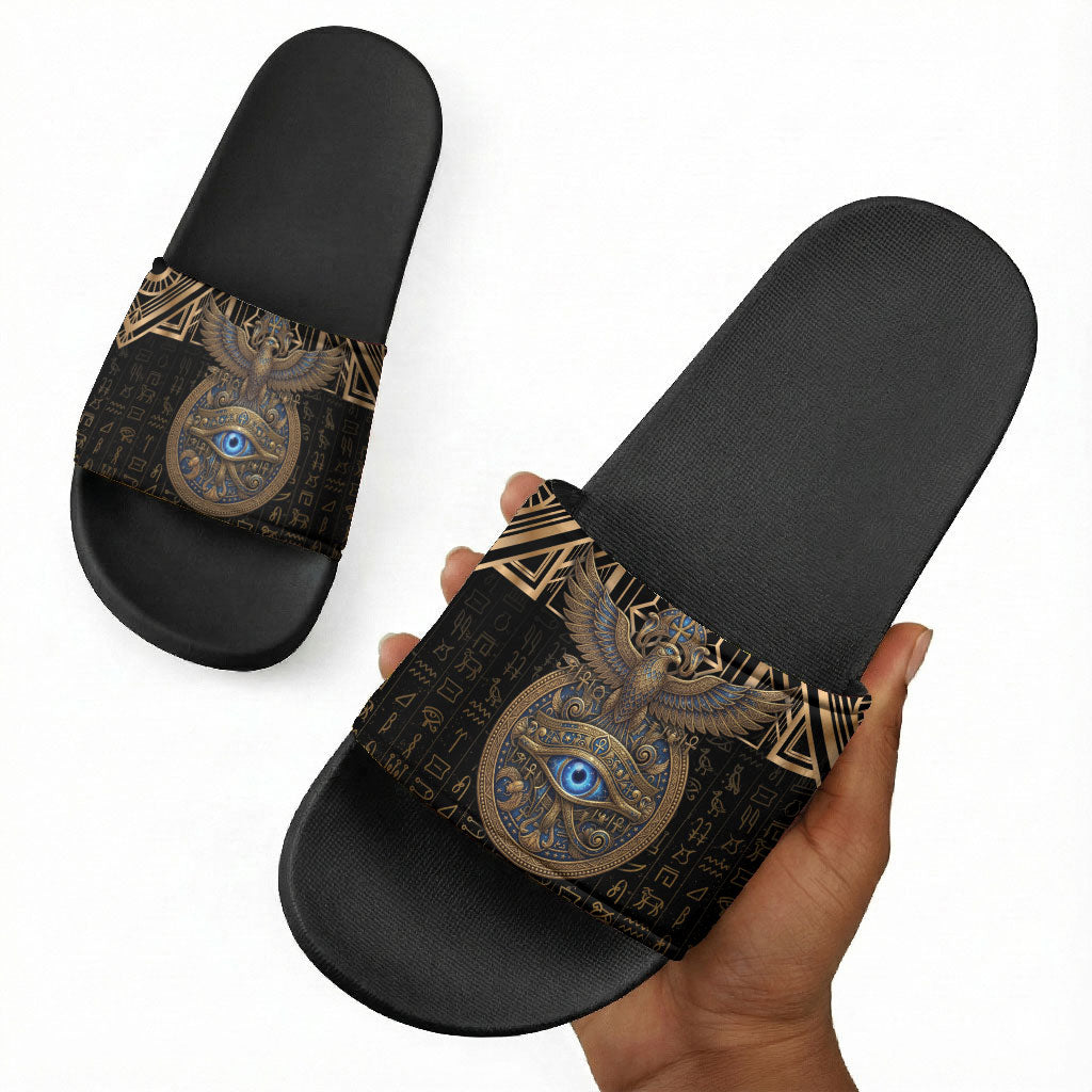 Egypt Eye of Horus Slide Sandals Hieroglyphics Patterns Retro Style