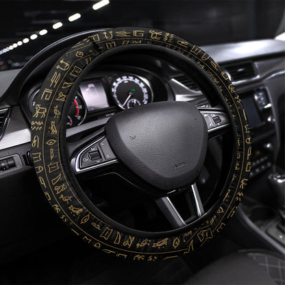 Egypt Eye of Horus Steering Wheel Cover Hieroglyphics Patterns Retro Style