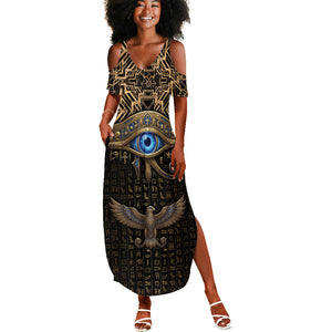 Egypt Eye of Horus Summer Maxi Dress Hieroglyphics Patterns Retro Style