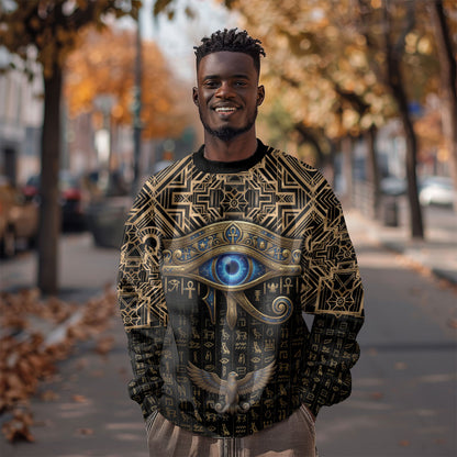 Egypt Eye of Horus Sweatshirt Hieroglyphics Patterns Retro Style