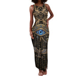 Egypt Eye of Horus Tank Maxi Dress Hieroglyphics Patterns Retro Style