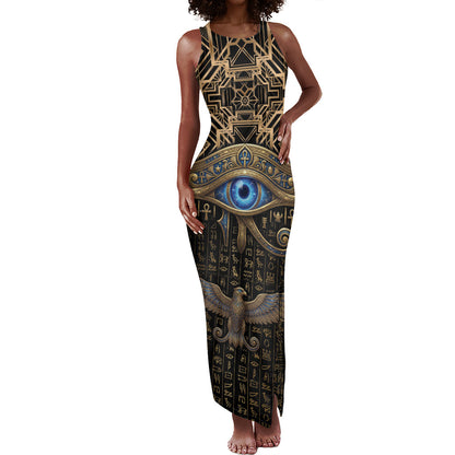 Egypt Eye of Horus Tank Maxi Dress Hieroglyphics Patterns Retro Style
