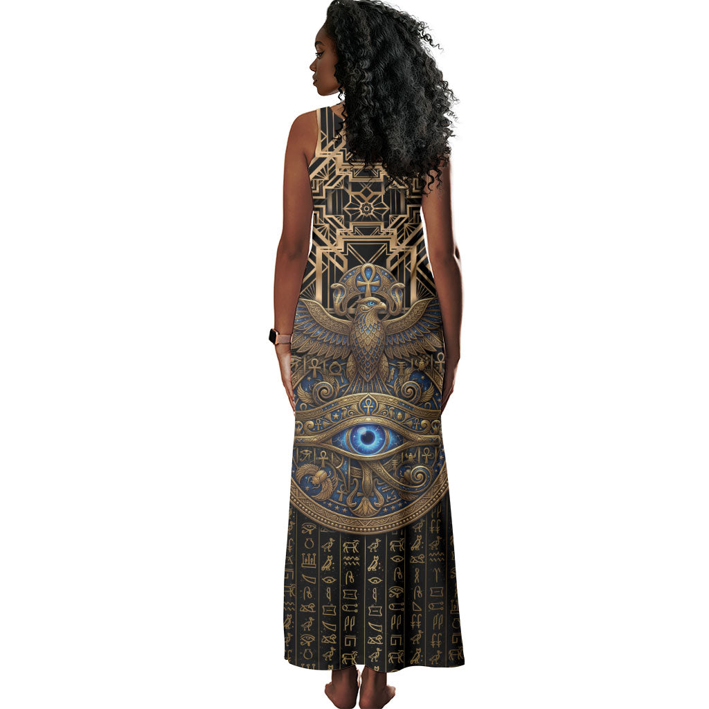 Egypt Eye of Horus Tank Maxi Dress Hieroglyphics Patterns Retro Style