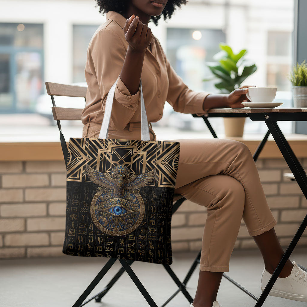 Egypt Eye of Horus Tote Bag Hieroglyphics Patterns Retro Style