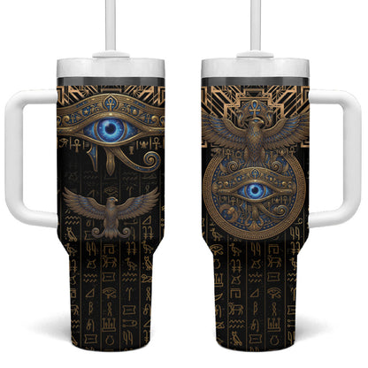 Egypt Eye of Horus Tumbler With Handle Hieroglyphics Patterns Retro Style