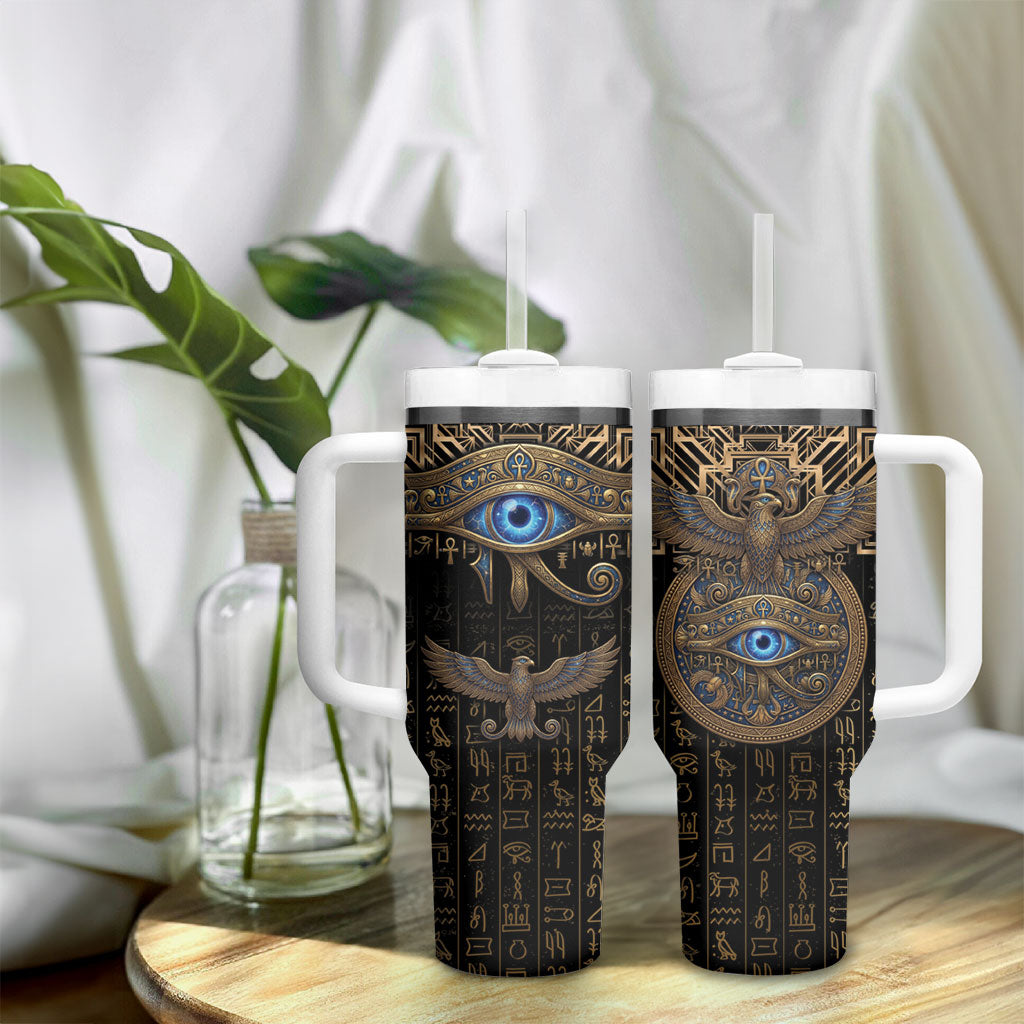 Egypt Eye of Horus Tumbler With Handle Hieroglyphics Patterns Retro Style