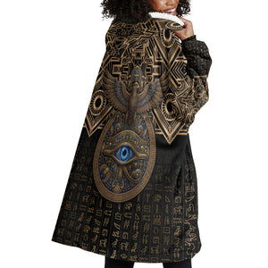 Egypt Eye of Horus Wearable Blanket Hoodie Hieroglyphics Patterns Retro Style