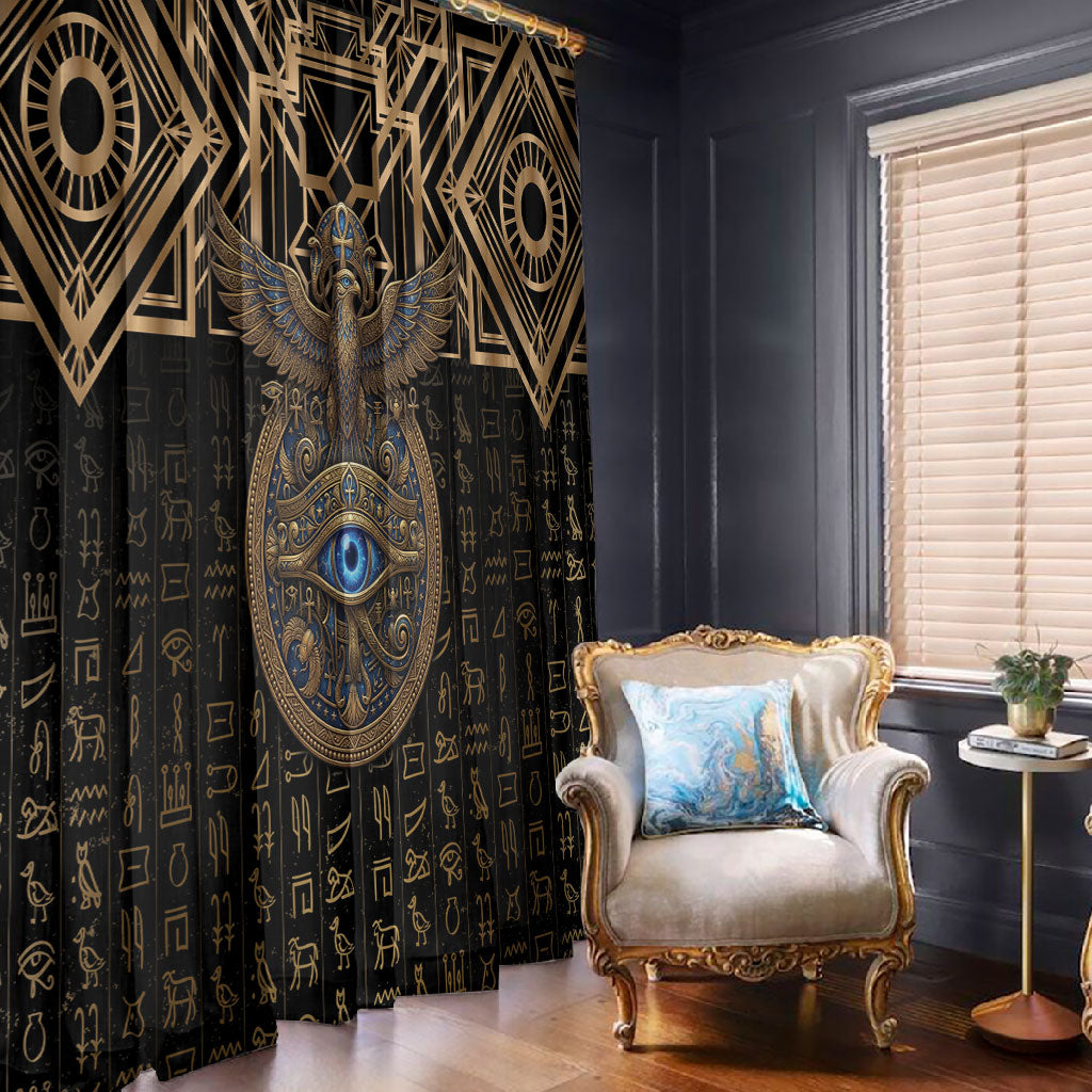 Egypt Eye of Horus Window Curtain Hieroglyphics Patterns Retro Style