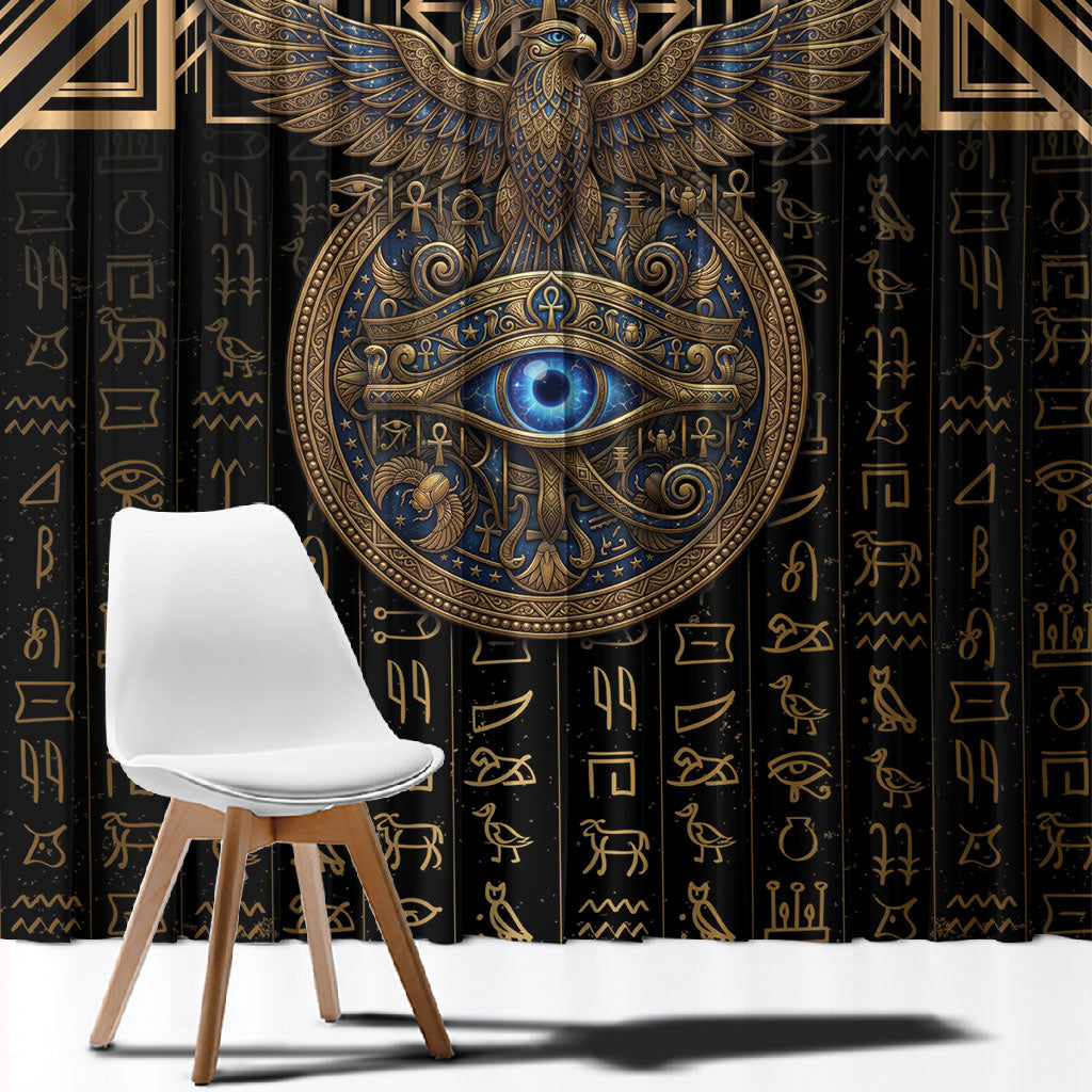 Egypt Eye of Horus Window Curtain Hieroglyphics Patterns Retro Style