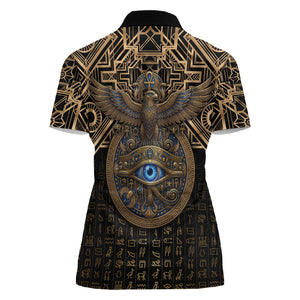 Egypt Eye of Horus Women Polo Shirt Hieroglyphics Patterns Retro Style