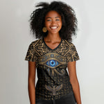 Egypt Eye of Horus Women V-Neck T-Shirt Hieroglyphics Patterns Retro Style