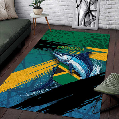 Afro-Jamaicans Fishing Area Rug Blue Marlin Fish