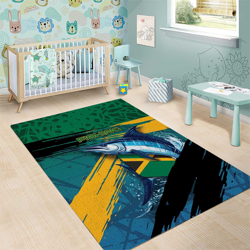Afro-Jamaicans Fishing Area Rug Blue Marlin Fish
