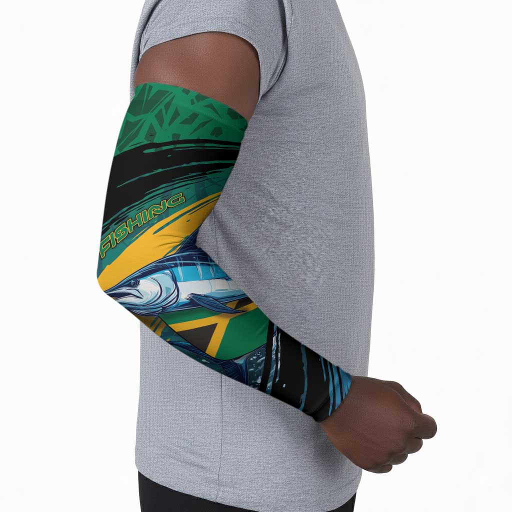 Personalized Afro-Jamaicans Fishing Arm Sleeves Blue Marlin Fish