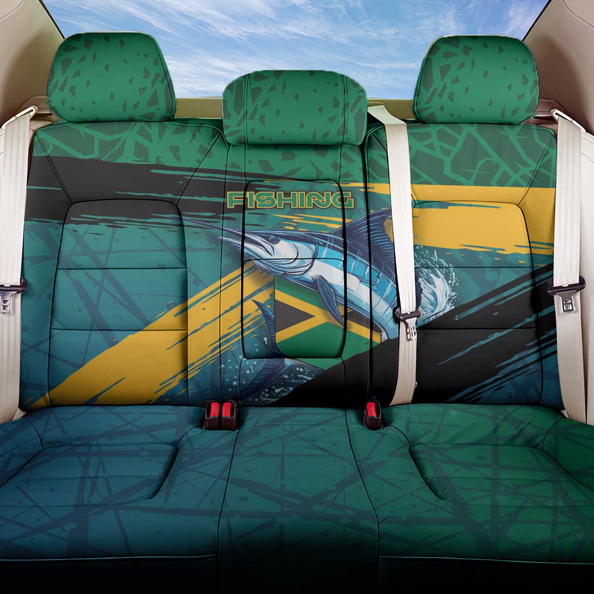 Afro-Jamaicans Fishing Back Car Seat Cover Blue Marlin Fish