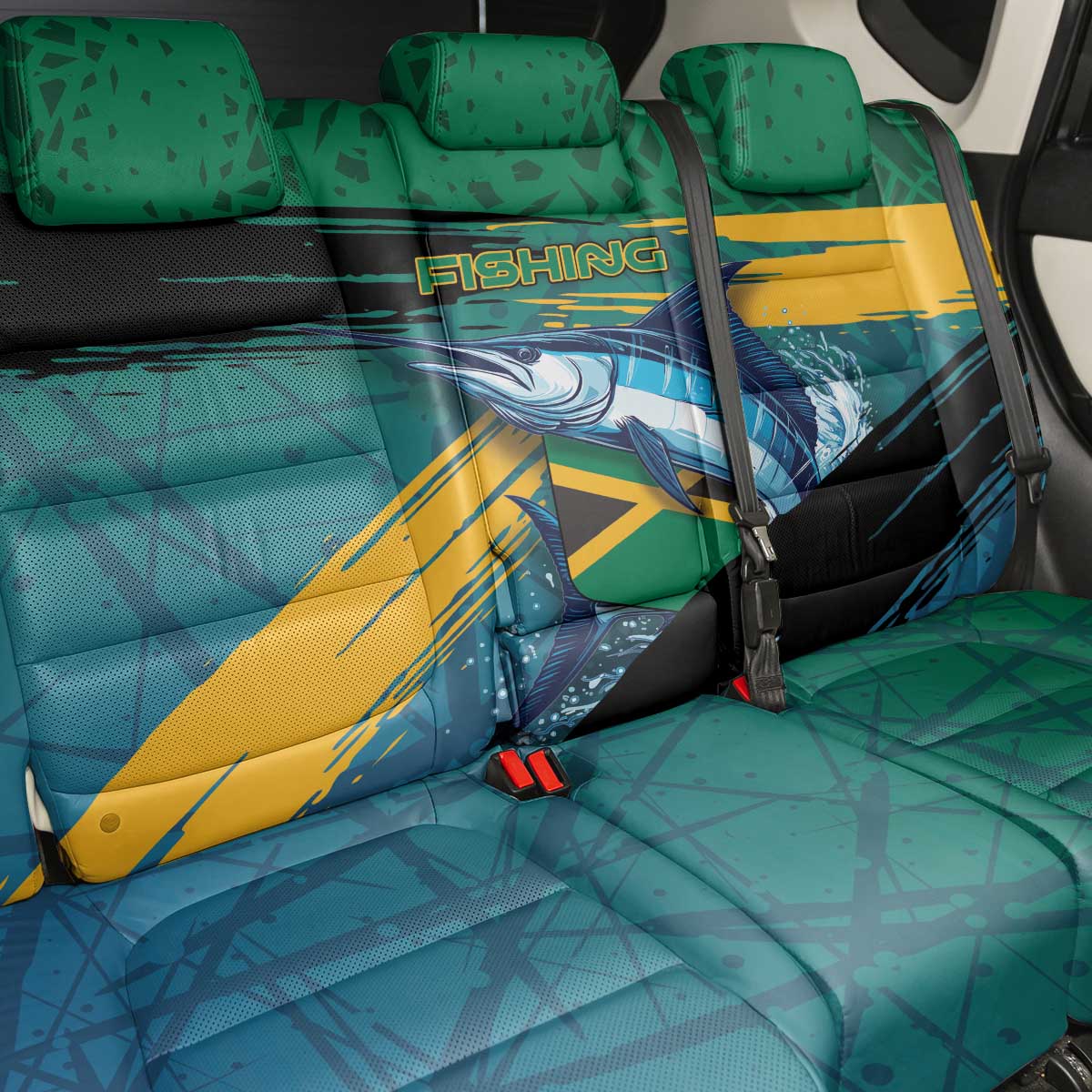 Afro-Jamaicans Fishing Back Car Seat Cover Blue Marlin Fish