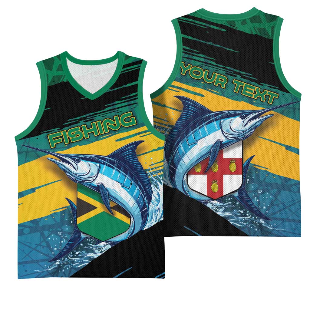 Personalized Afro-Jamaicans Fishing Basketball Jersey Blue Marlin Fish