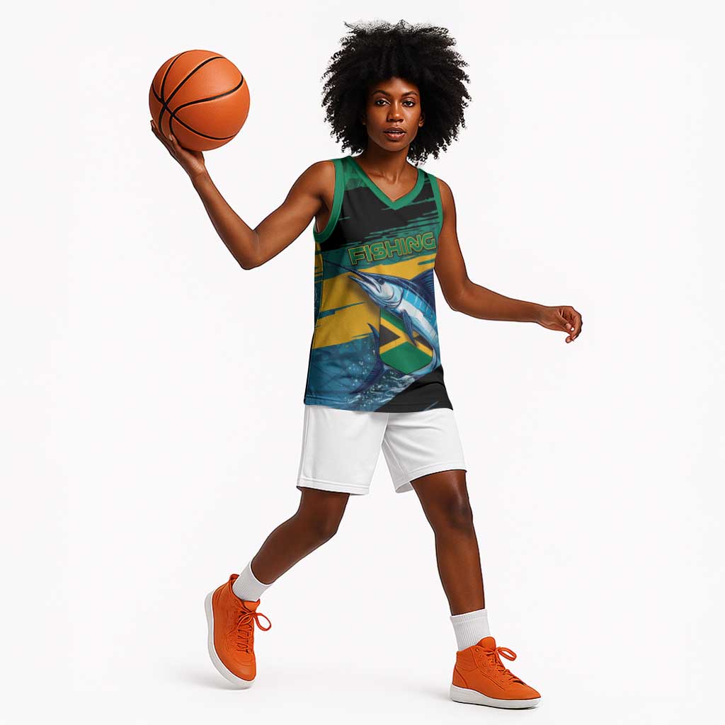 Personalized Afro-Jamaicans Fishing Basketball Jersey Blue Marlin Fish