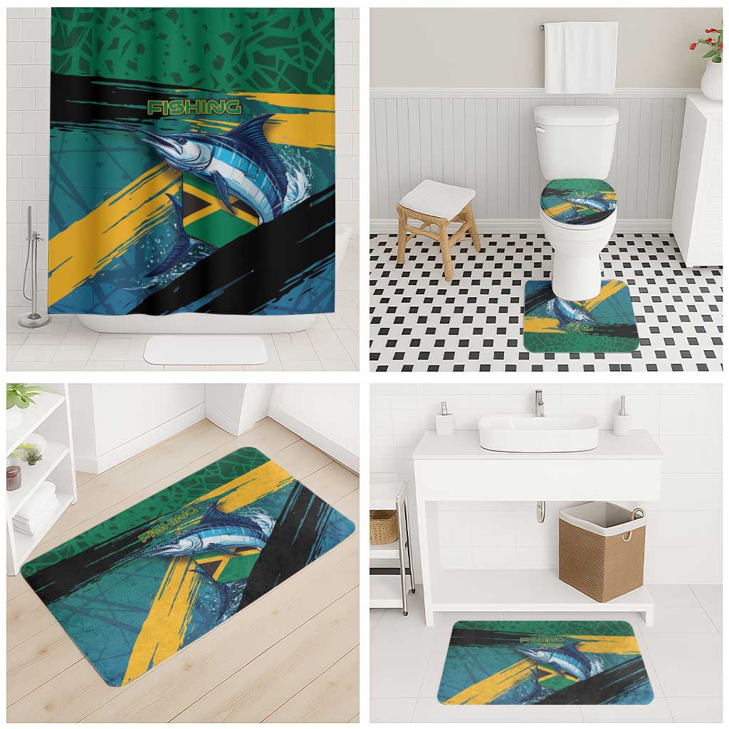 Afro-Jamaicans Fishing Bathroom Set Blue Marlin Fish