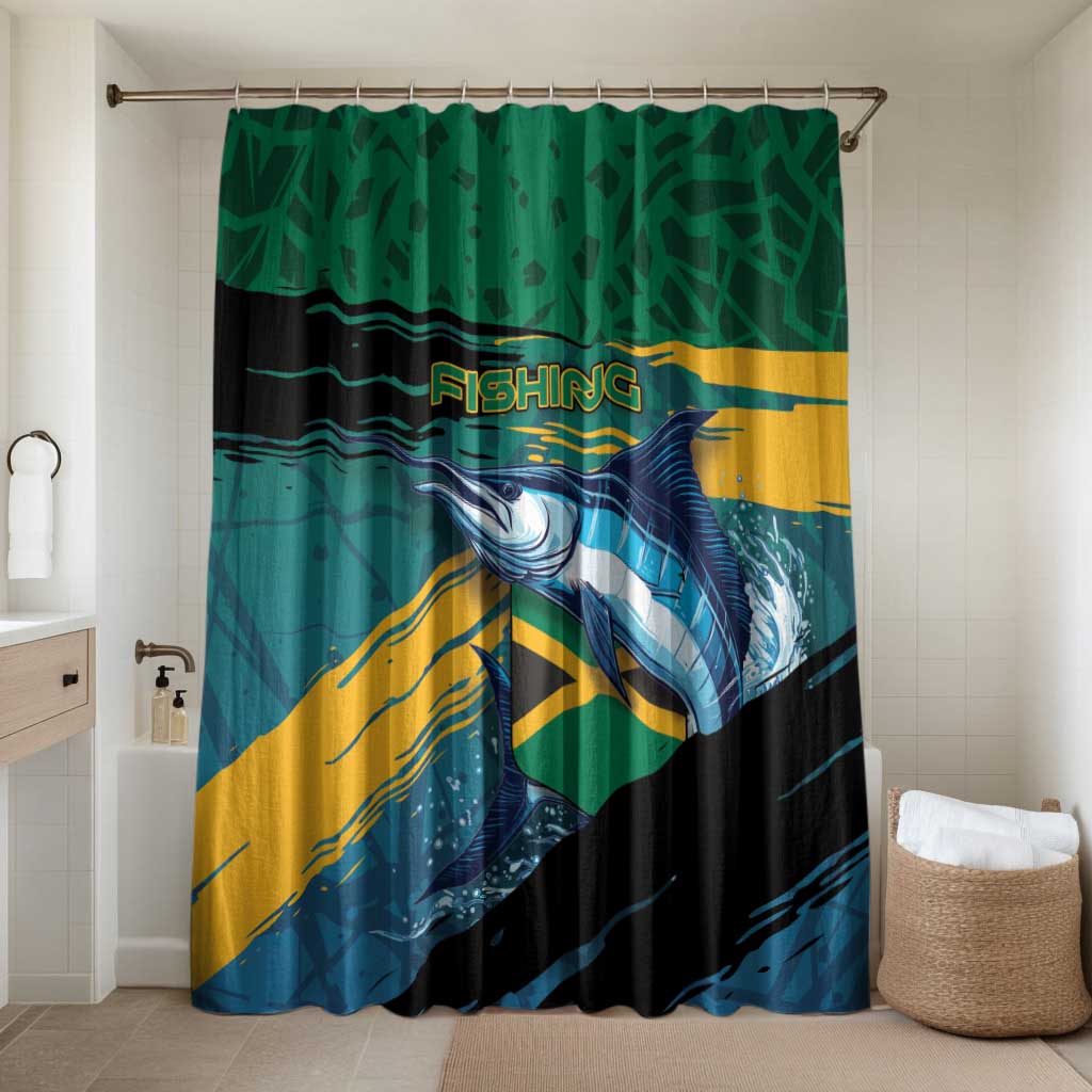 Afro-Jamaicans Fishing Bathroom Set Blue Marlin Fish