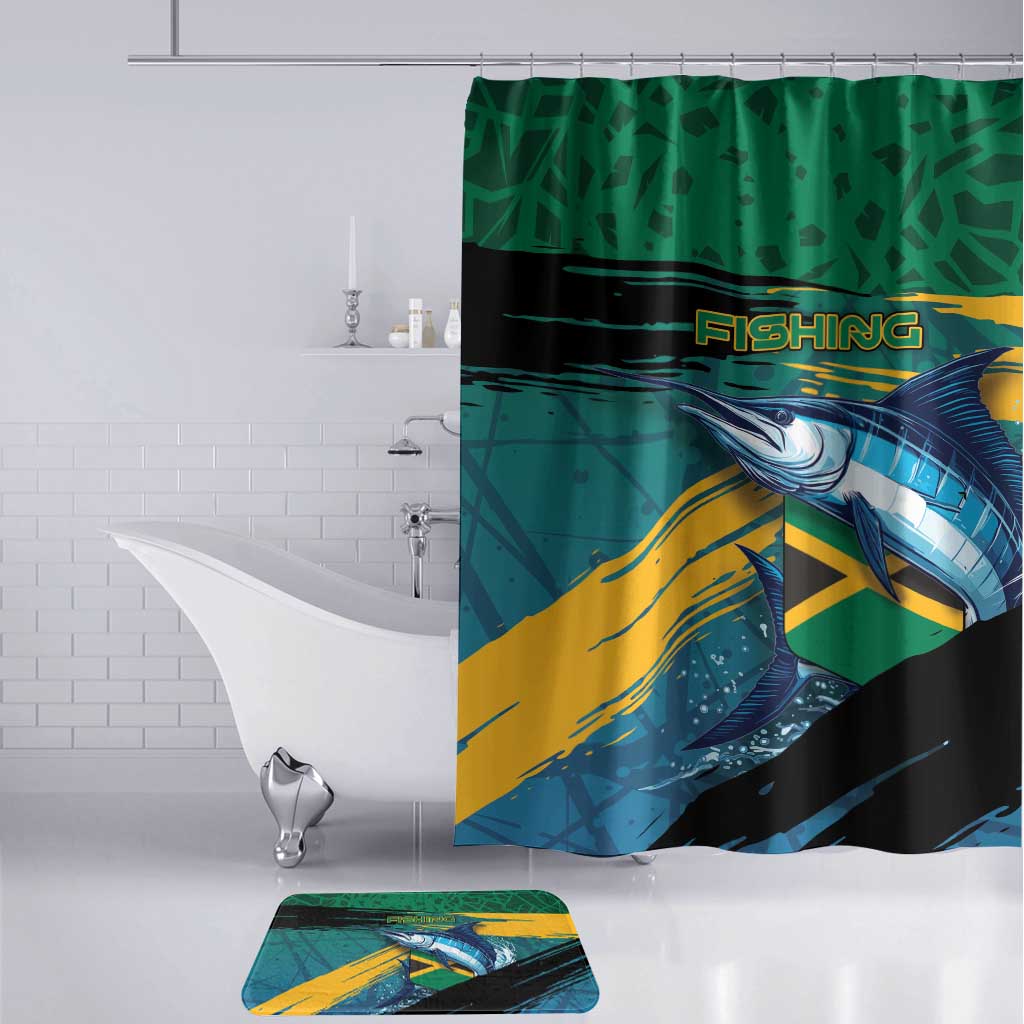 Afro-Jamaicans Fishing Bathroom Set Blue Marlin Fish