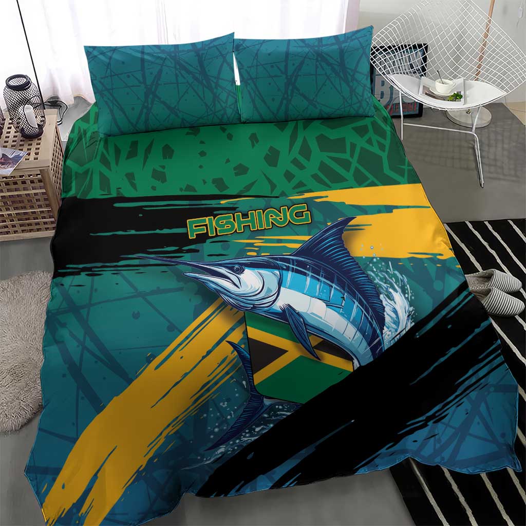 Afro-Jamaicans Fishing Bedding Set Blue Marlin Fish