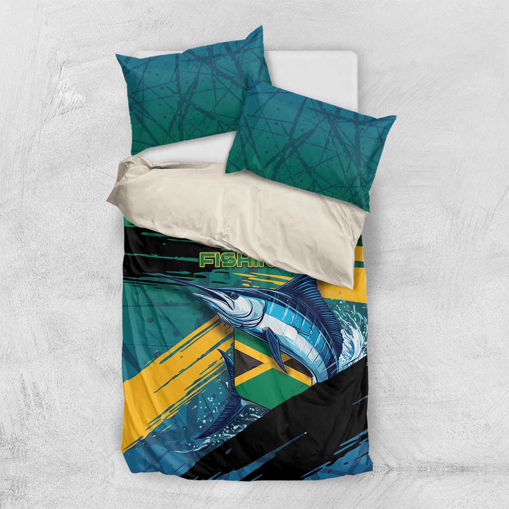 Afro-Jamaicans Fishing Bedding Set Blue Marlin Fish
