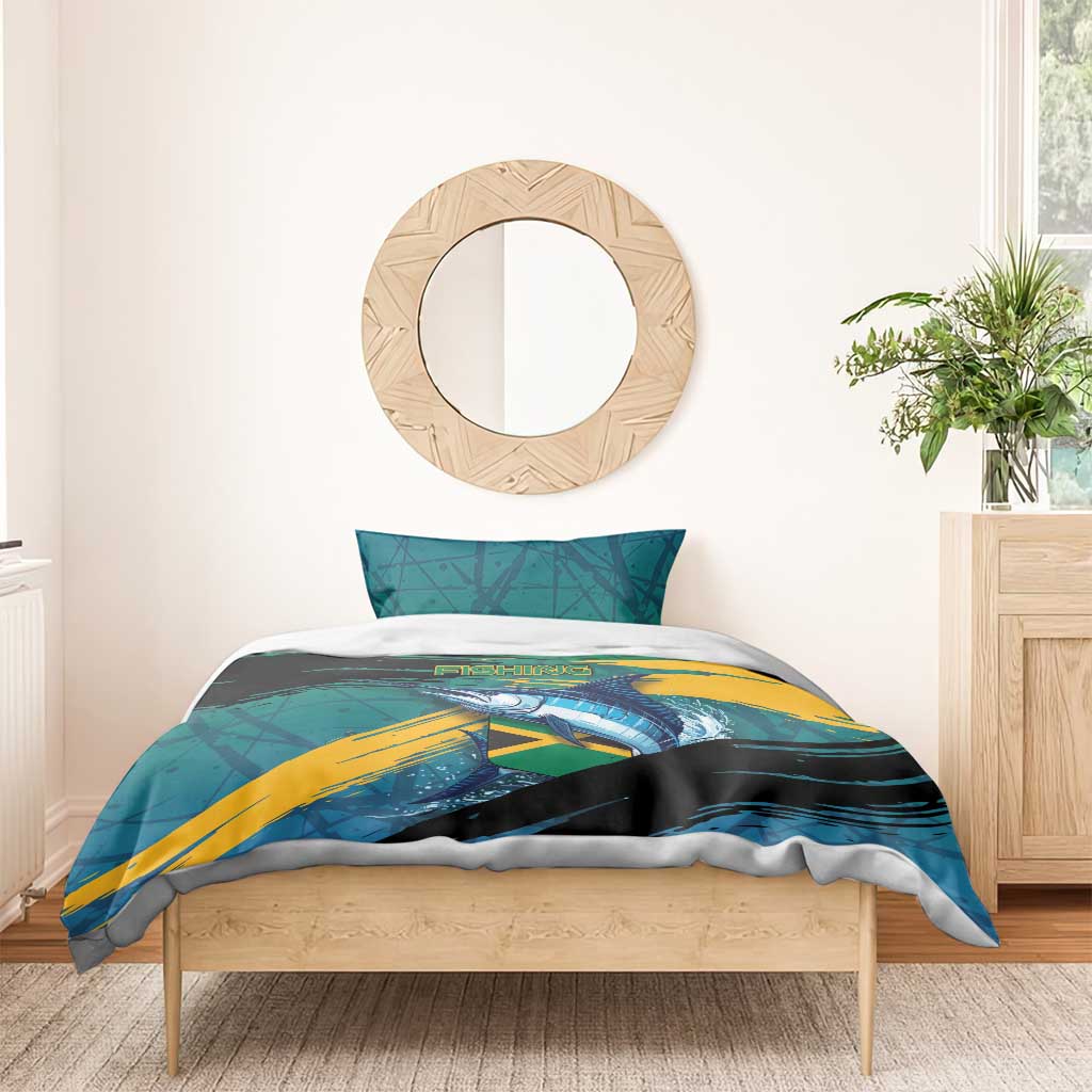 Afro-Jamaicans Fishing Bedding Set Blue Marlin Fish