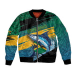 Personalized Afro-Jamaicans Fishing Bomber Jacket Blue Marlin Fish