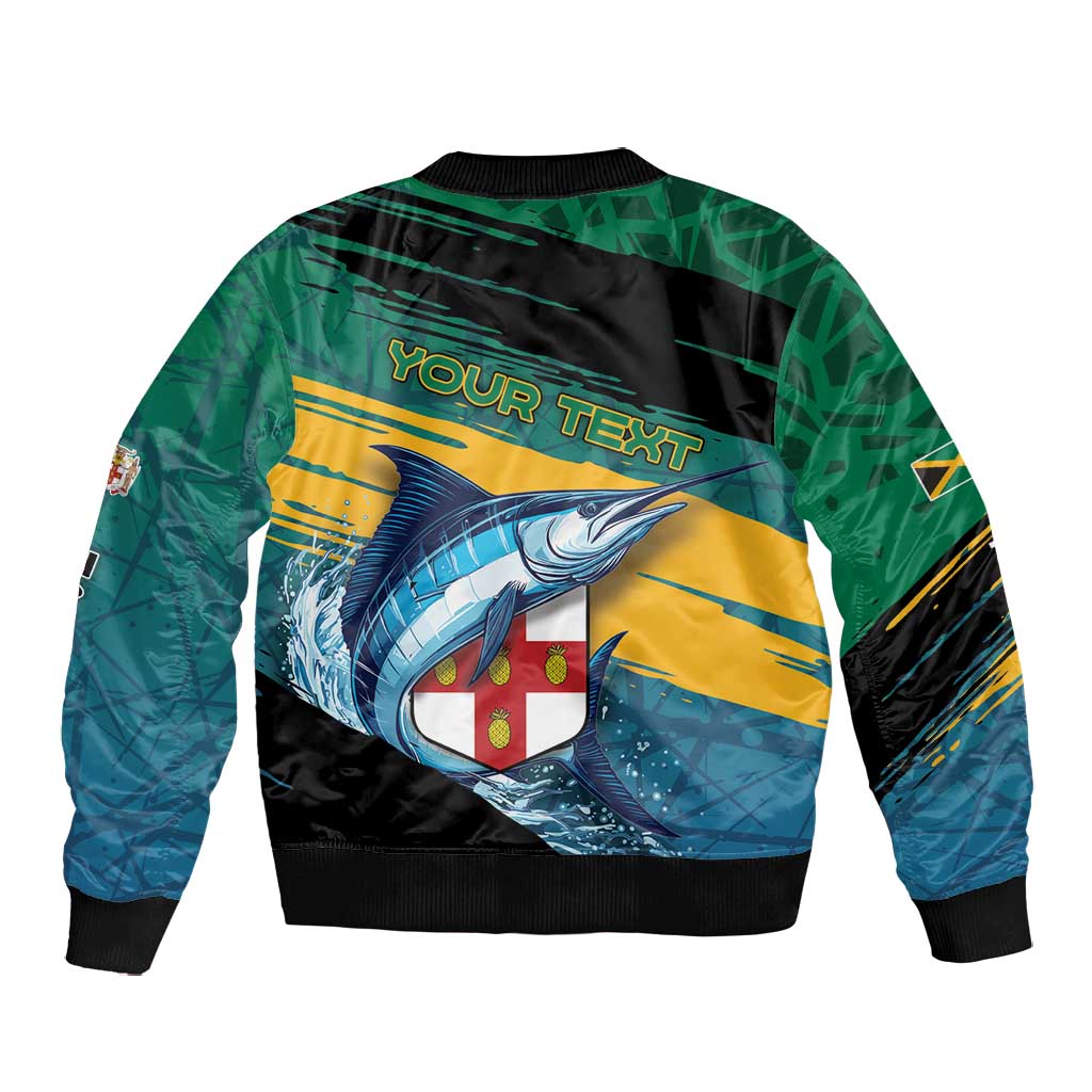 Personalized Afro-Jamaicans Fishing Bomber Jacket Blue Marlin Fish