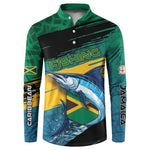 Personalized Afro-Jamaicans Fishing Button Sweatshirt Blue Marlin Fish