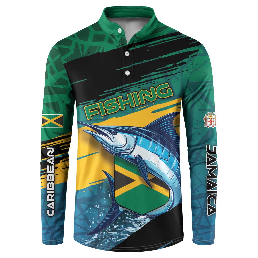 Personalized Afro-Jamaicans Fishing Button Sweatshirt Blue Marlin Fish