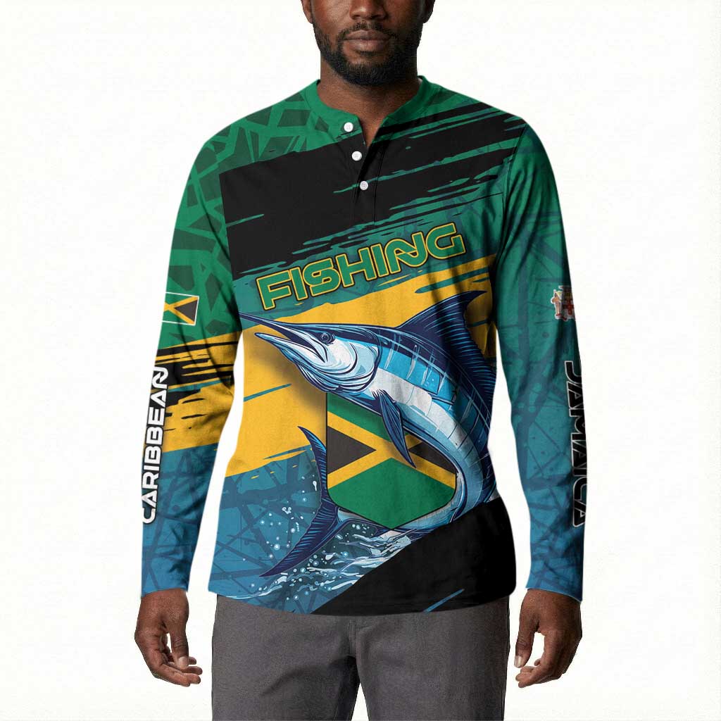 Personalized Afro-Jamaicans Fishing Button Sweatshirt Blue Marlin Fish
