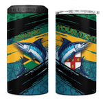 Personalized Afro-Jamaicans Fishing 4 in 1 Can Cooler Tumbler Blue Marlin Fish