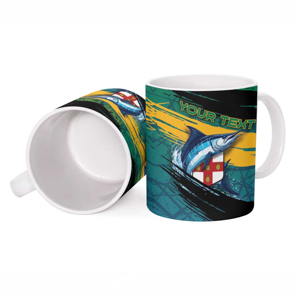 Personalized Afro-Jamaicans Fishing Ceramic Mug Blue Marlin Fish