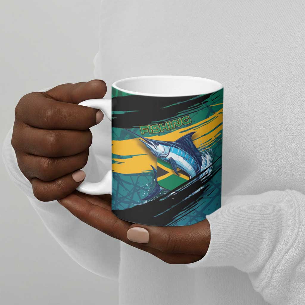 Personalized Afro-Jamaicans Fishing Ceramic Mug Blue Marlin Fish