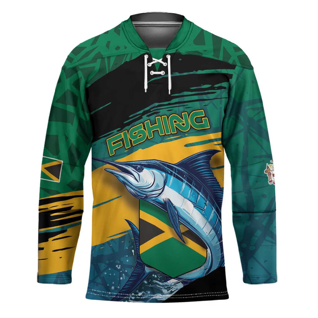 Personalized Afro-Jamaicans Fishing Hockey Jersey Blue Marlin Fish