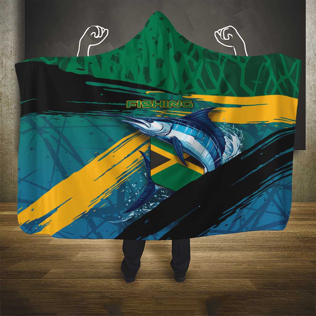 Afro-Jamaicans Fishing Hooded Blanket Blue Marlin Fish