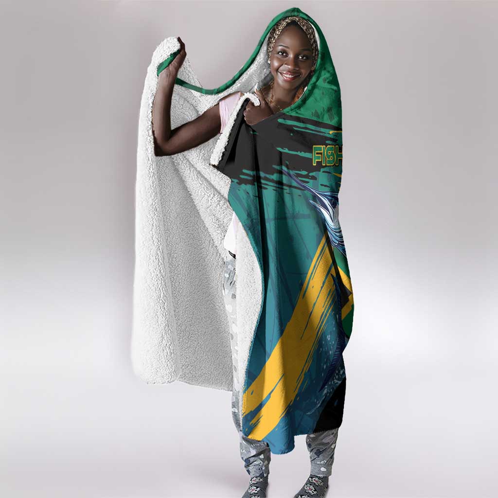 Afro-Jamaicans Fishing Hooded Blanket Blue Marlin Fish