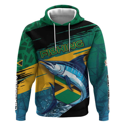 Personalized Afro-Jamaicans Fishing Hoodie Blue Marlin Fish