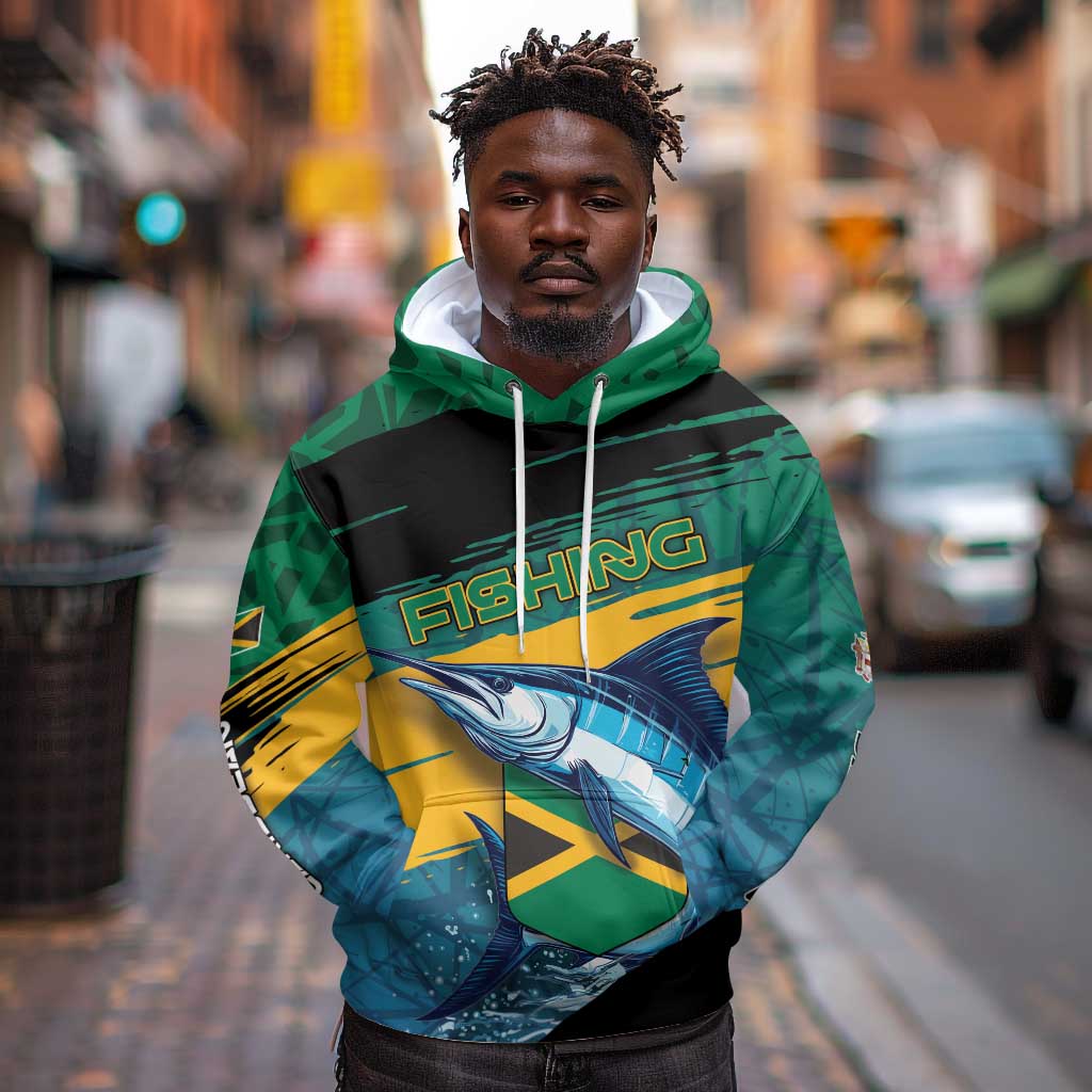 Personalized Afro-Jamaicans Fishing Hoodie Blue Marlin Fish
