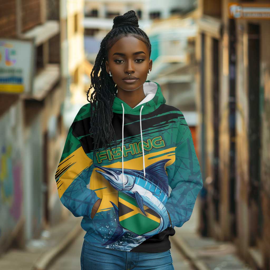 Personalized Afro-Jamaicans Fishing Hoodie Blue Marlin Fish