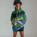 Personalized Afro-Jamaicans Fishing Hoodie Dress Blue Marlin Fish