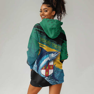 Personalized Afro-Jamaicans Fishing Hoodie Dress Blue Marlin Fish